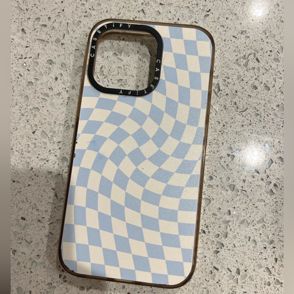 Casetify baby blue checkered iPhone 13 Pro phone case